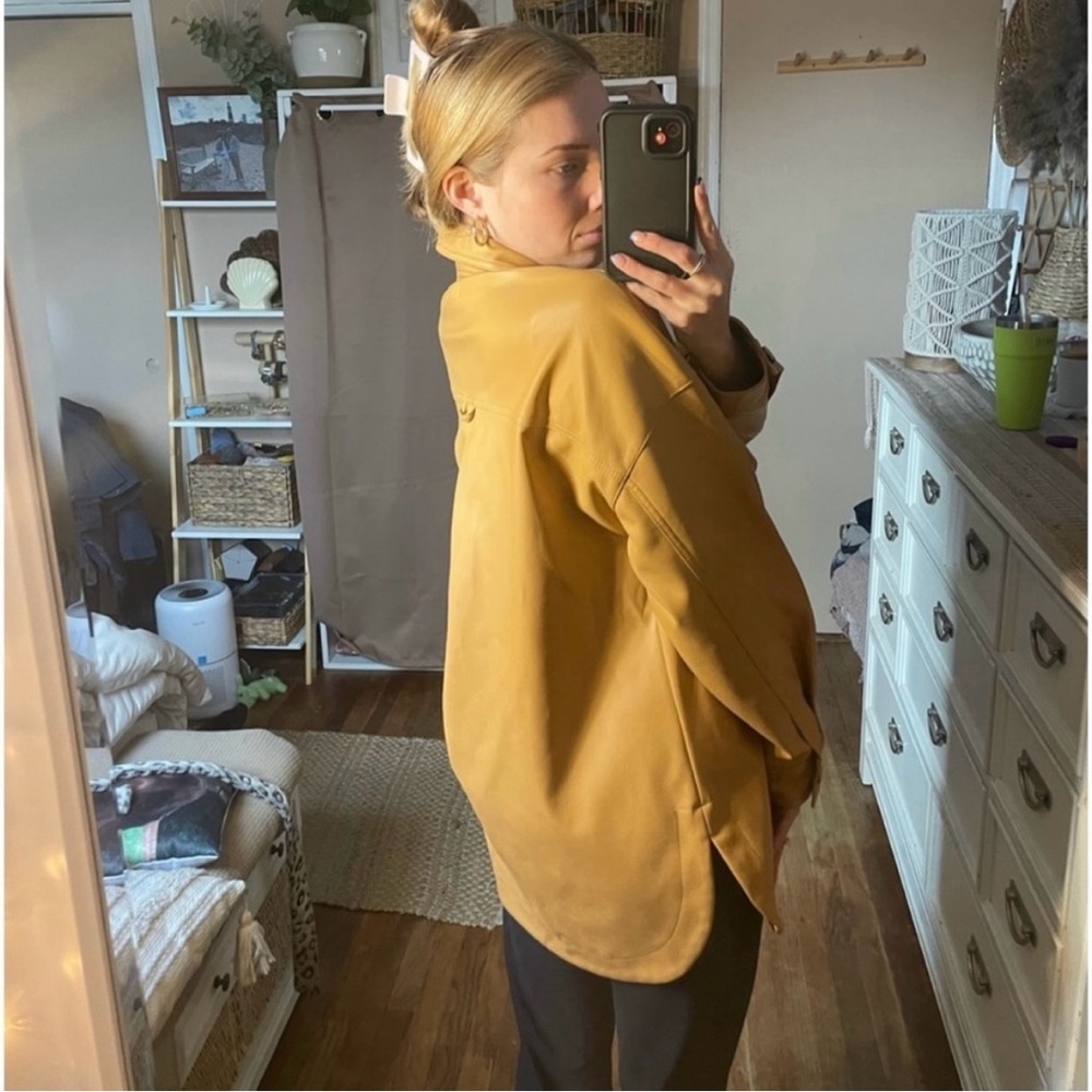 Anthropologie Maeve Faux Leather Shirt Jacket color neutral - Picture 15 of 16